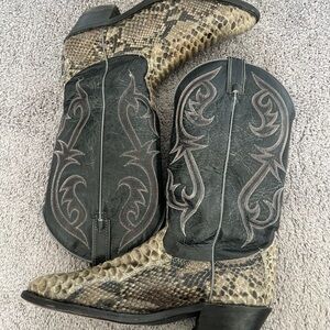 KJ Long Life Western  Snakeskin Men's Cowboy Boots Sz 8 D Made in USA